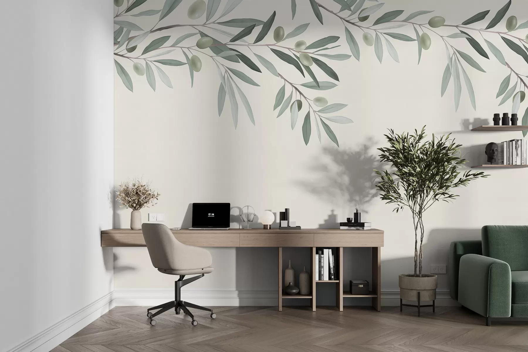 wall murals Маслинове гранчице на беж позадини w01368v1