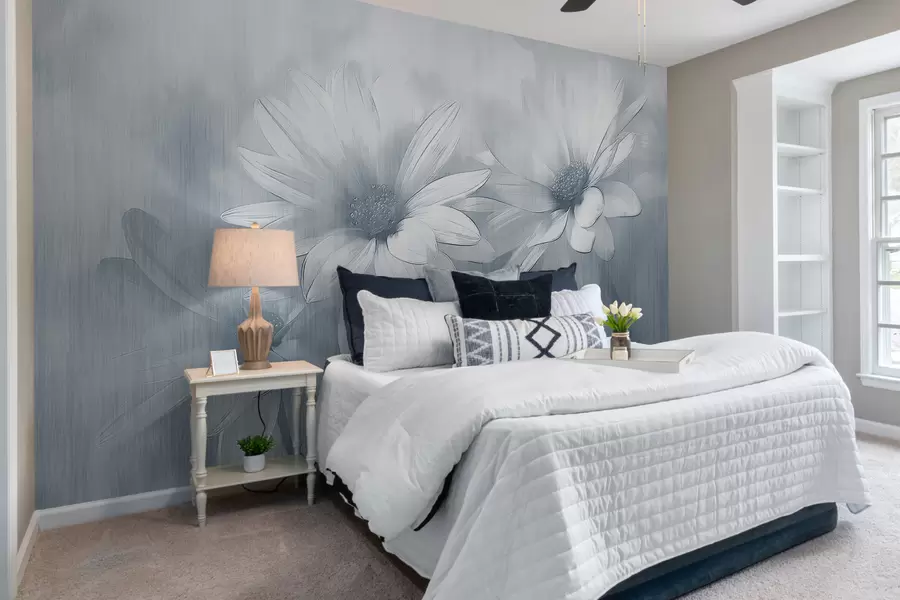 wall murals велико цвеће на текстурном зиду плаве боје w01374v1
