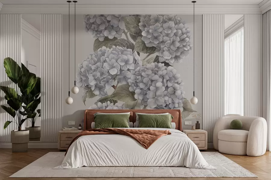 wall murals Гране хортензије у нежним пастелним бојама w08176