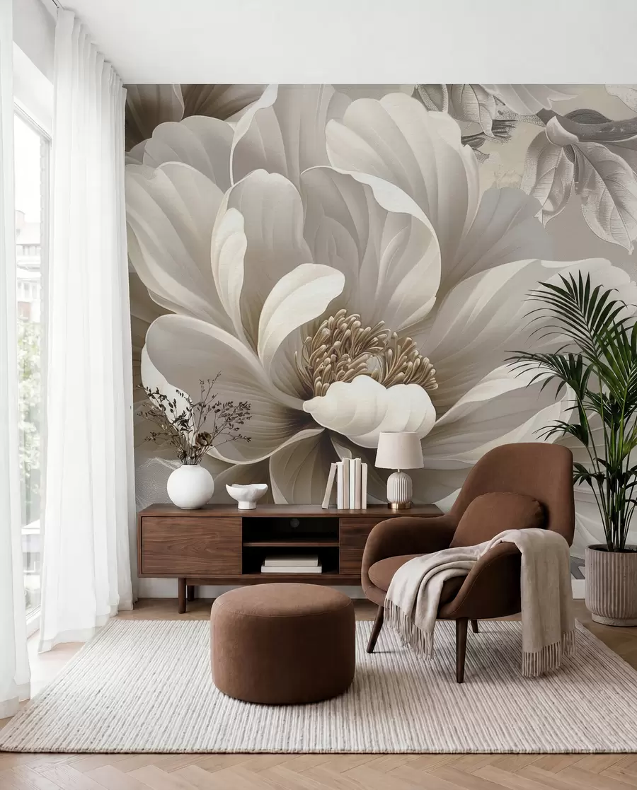 wall murals Велики цвет купине на грунге зиду w08181v2
