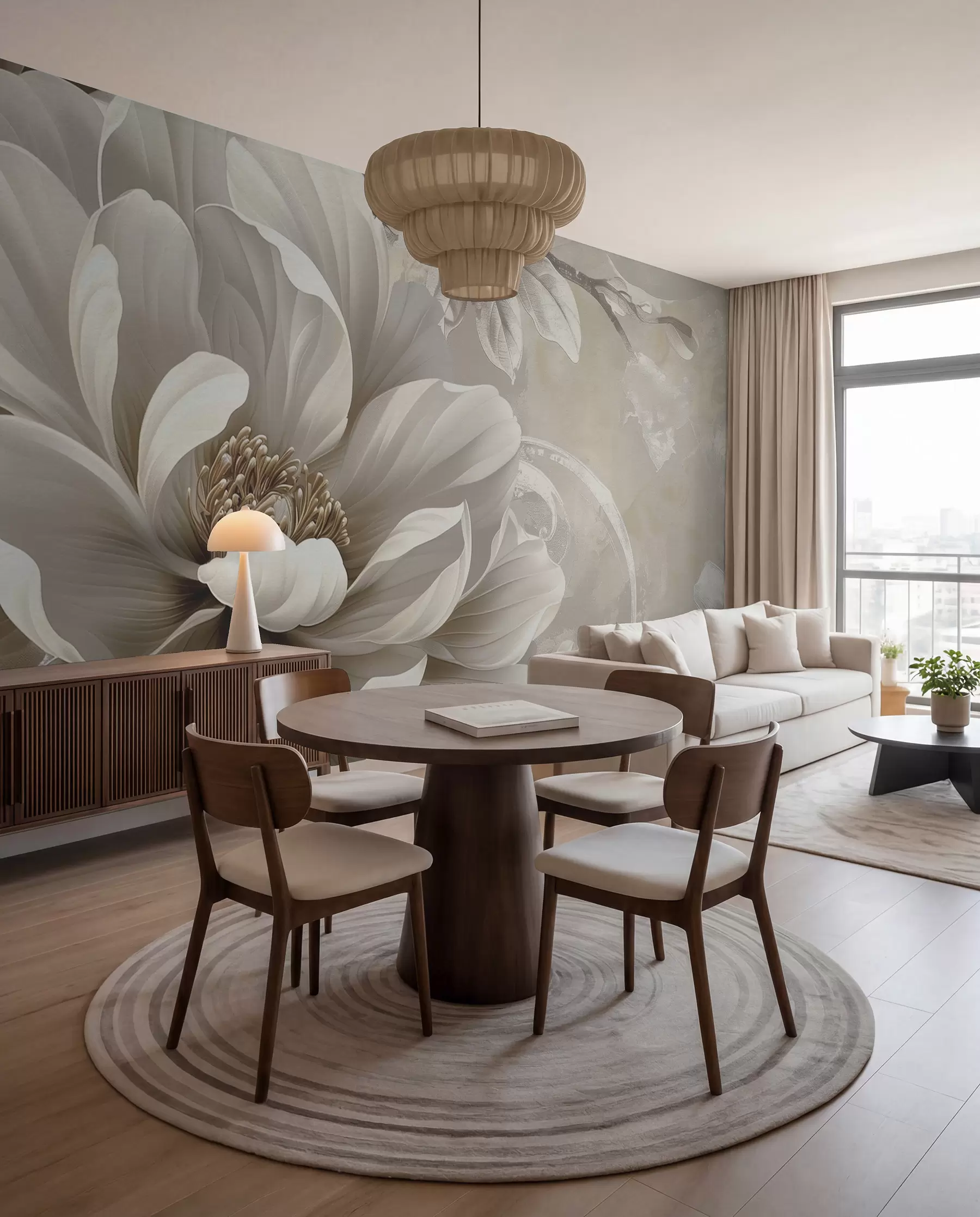 wall murals Велики цвет купине на грунге зиду w08181v2