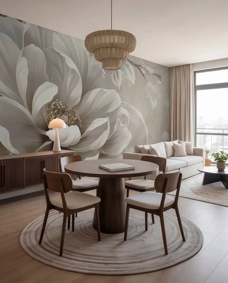 wall murals Велики цвет купине на грунге зиду w08181v2