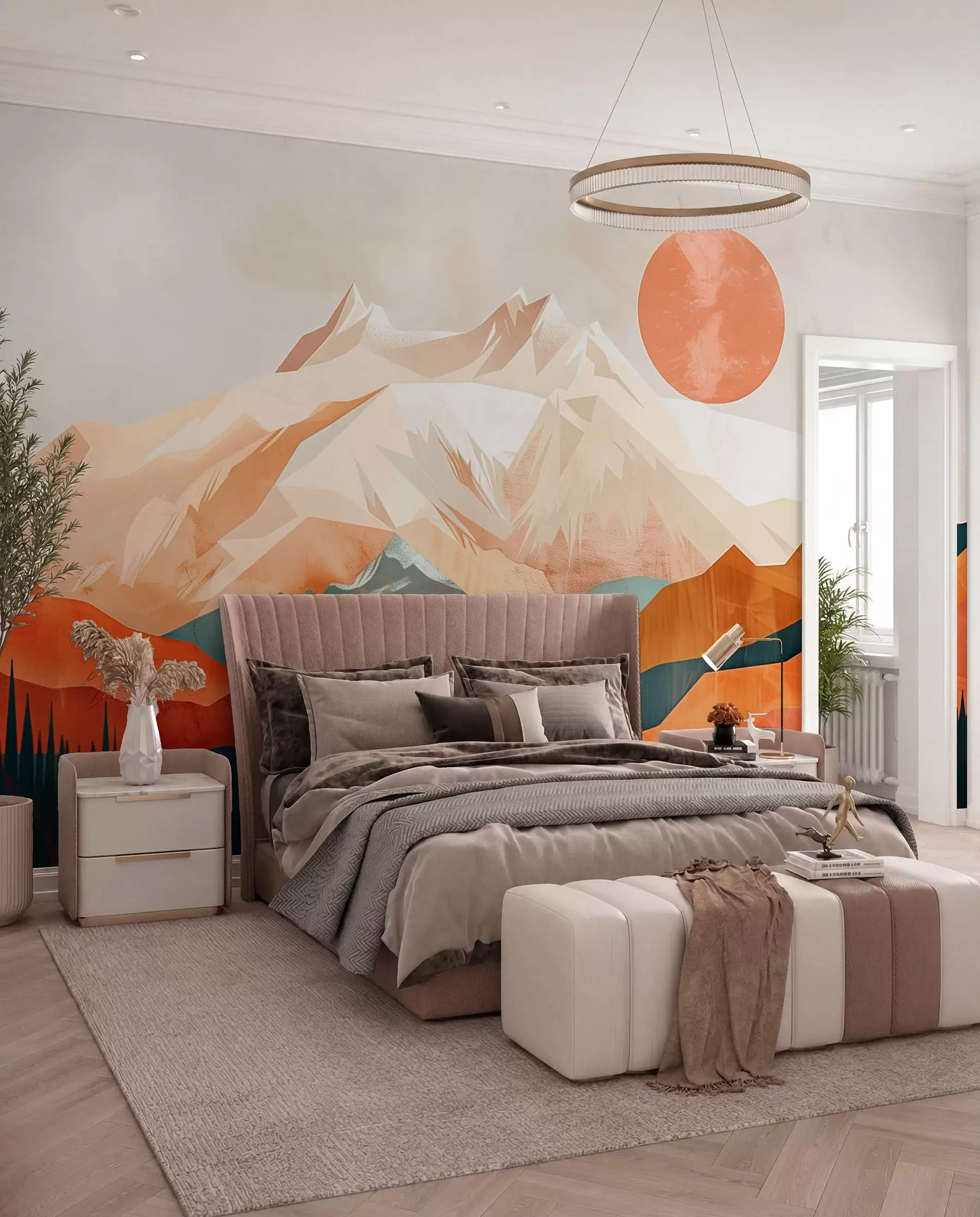 wall murals Sunce i vrhovi u terakoti w01358