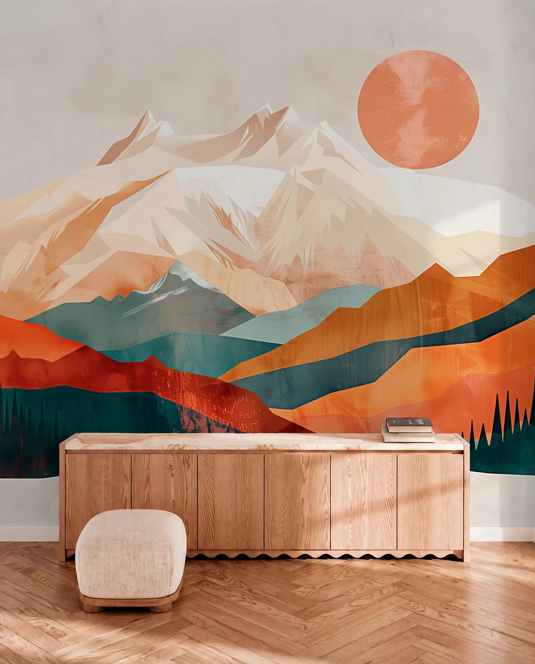 wall murals Sunce i vrhovi u terakoti w01358