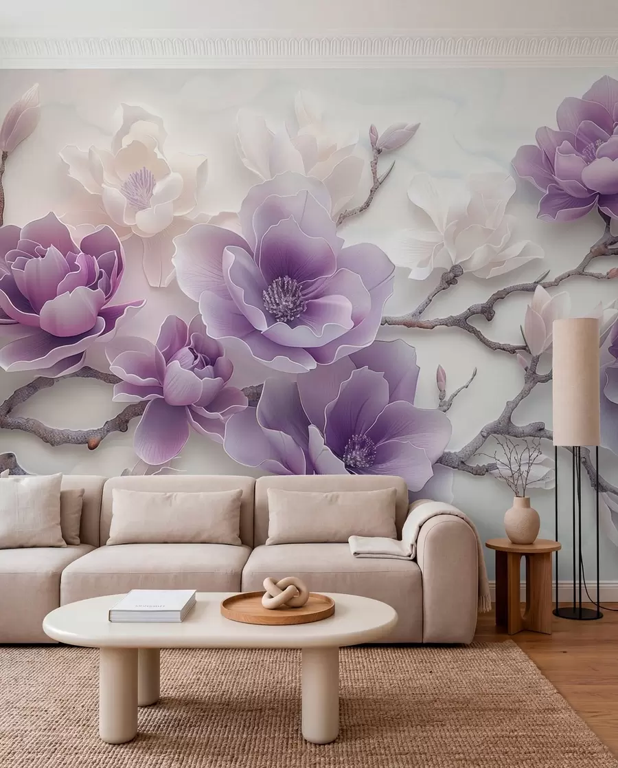 wall murals Magnolija u lila boji w01359