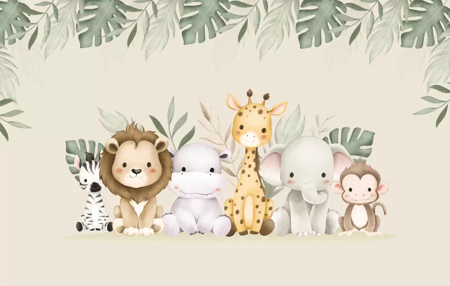 wall murals сафари животиње са акварел бојама w01406