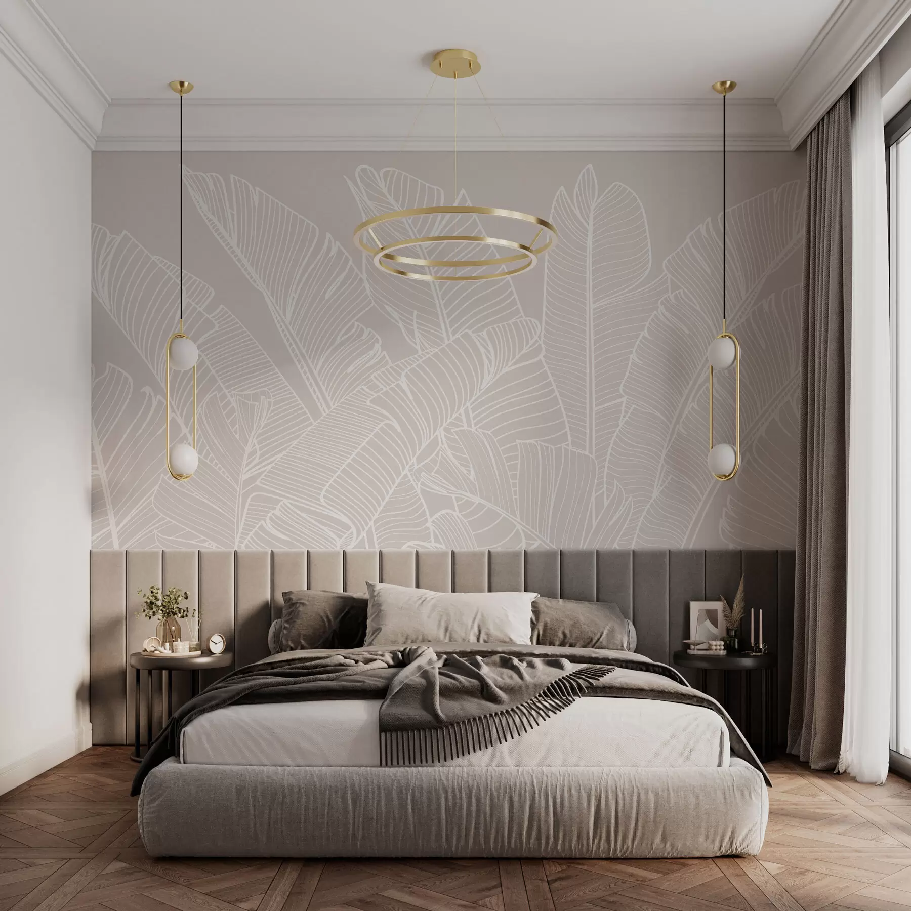 wall murals Тропска банана оставља минимализам нови тренд w08210