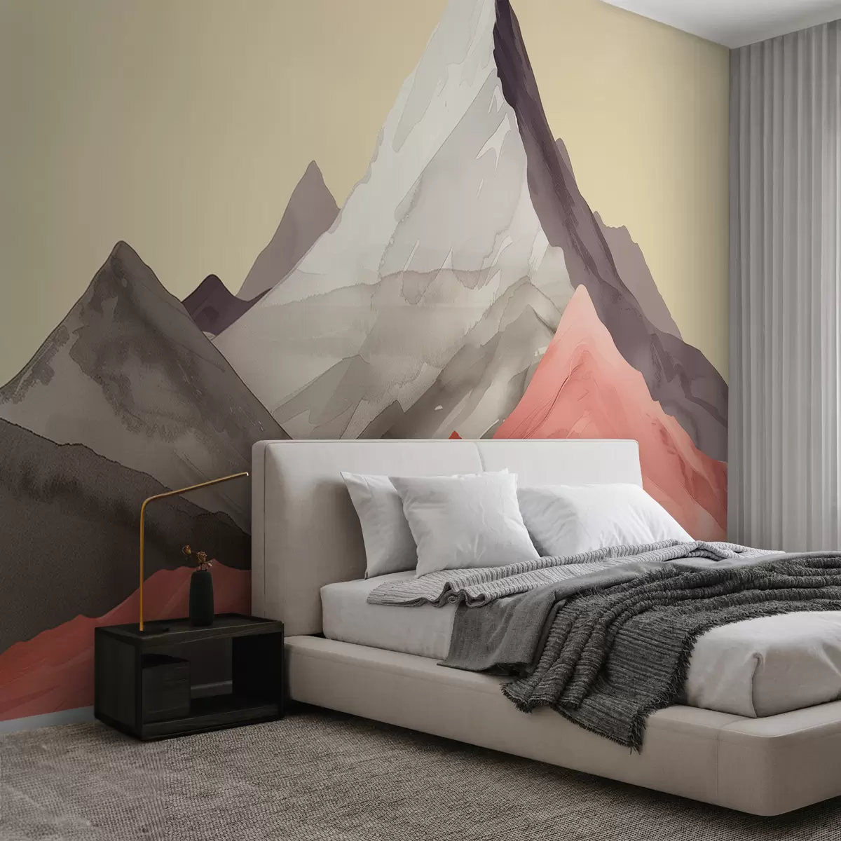 wall murals Пастелне планине са црвеним акцентом w01393