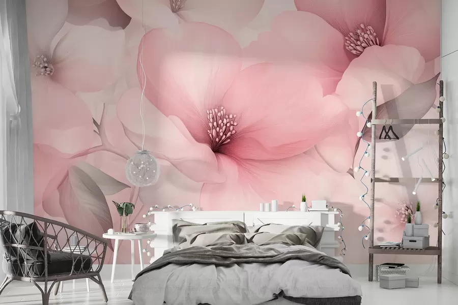 wall murals Акрилно цвеће, цветна композиција, природа, пастелне розе боје w01447v1