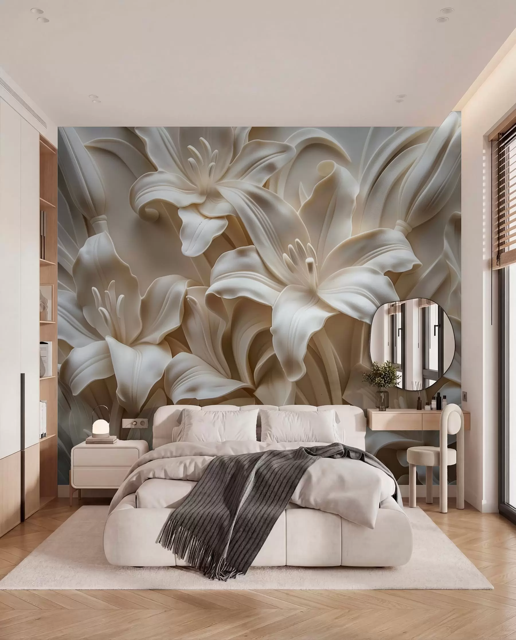 wall murals Ljiljani u reljefu slonovače w01433