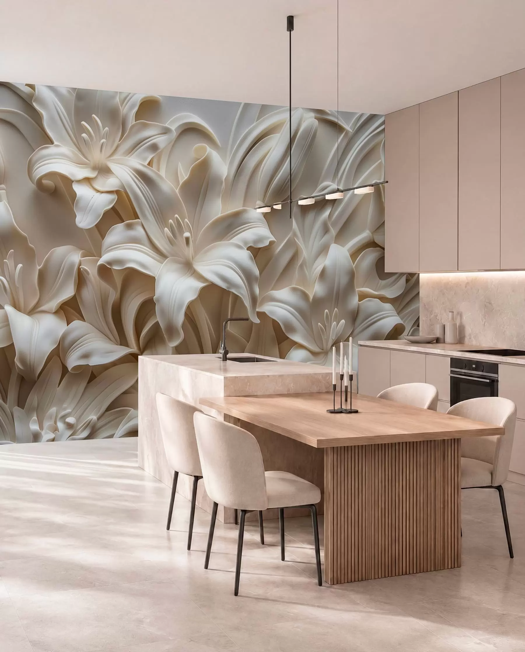 wall murals Ljiljani u reljefu slonovače w01433