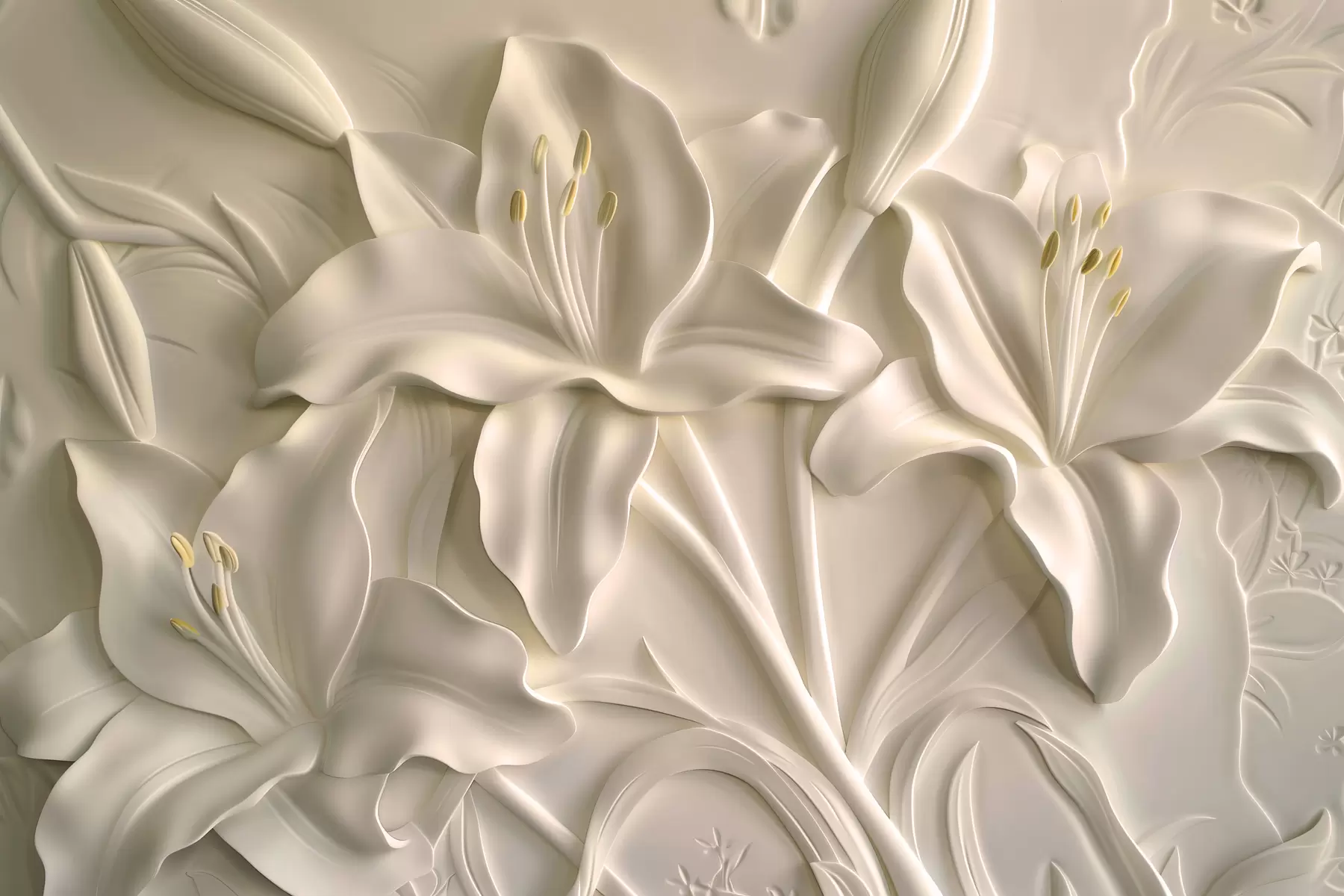 wall murals Бас-рељеф великих беж љиљана w01434