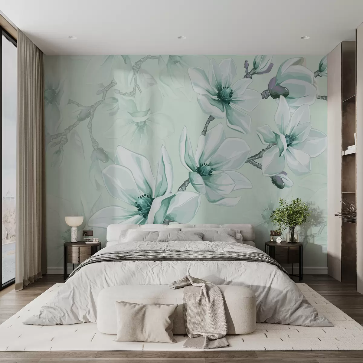 wall murals деликатна плава магнолија изблиза w00982v2