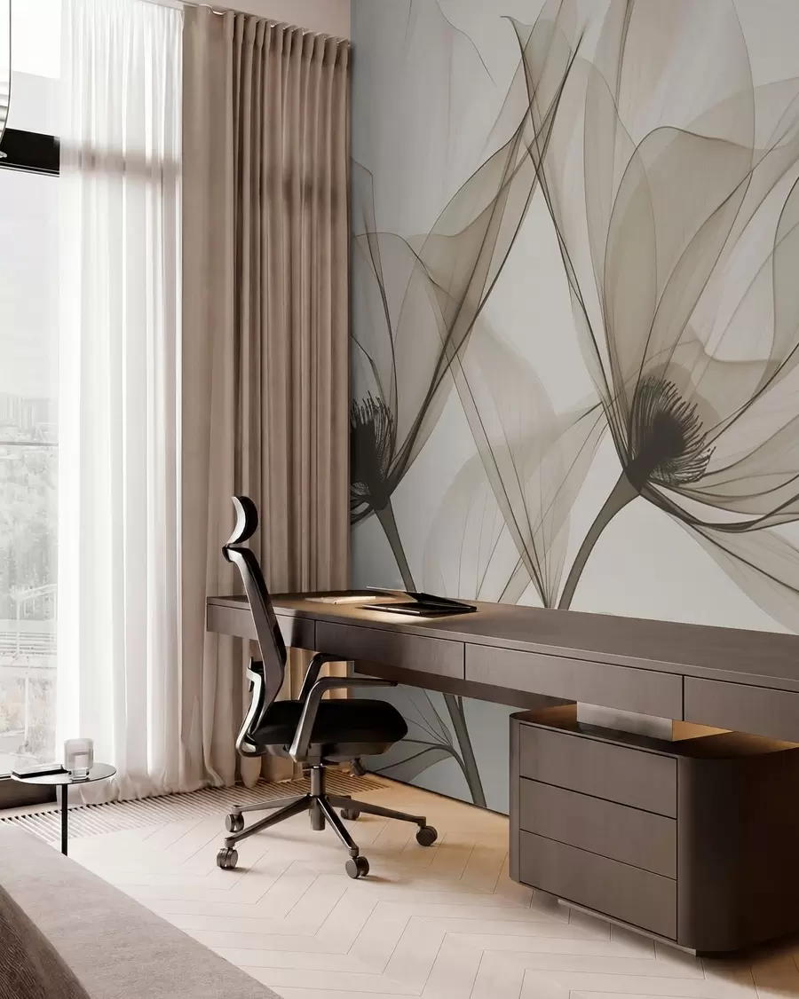 wall murals Cvjetovi u mastilno plavoj w01482v1