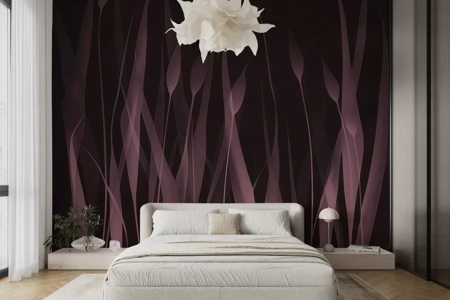 wall murals Нежно ружичасто лишће на тамној позадини w01019