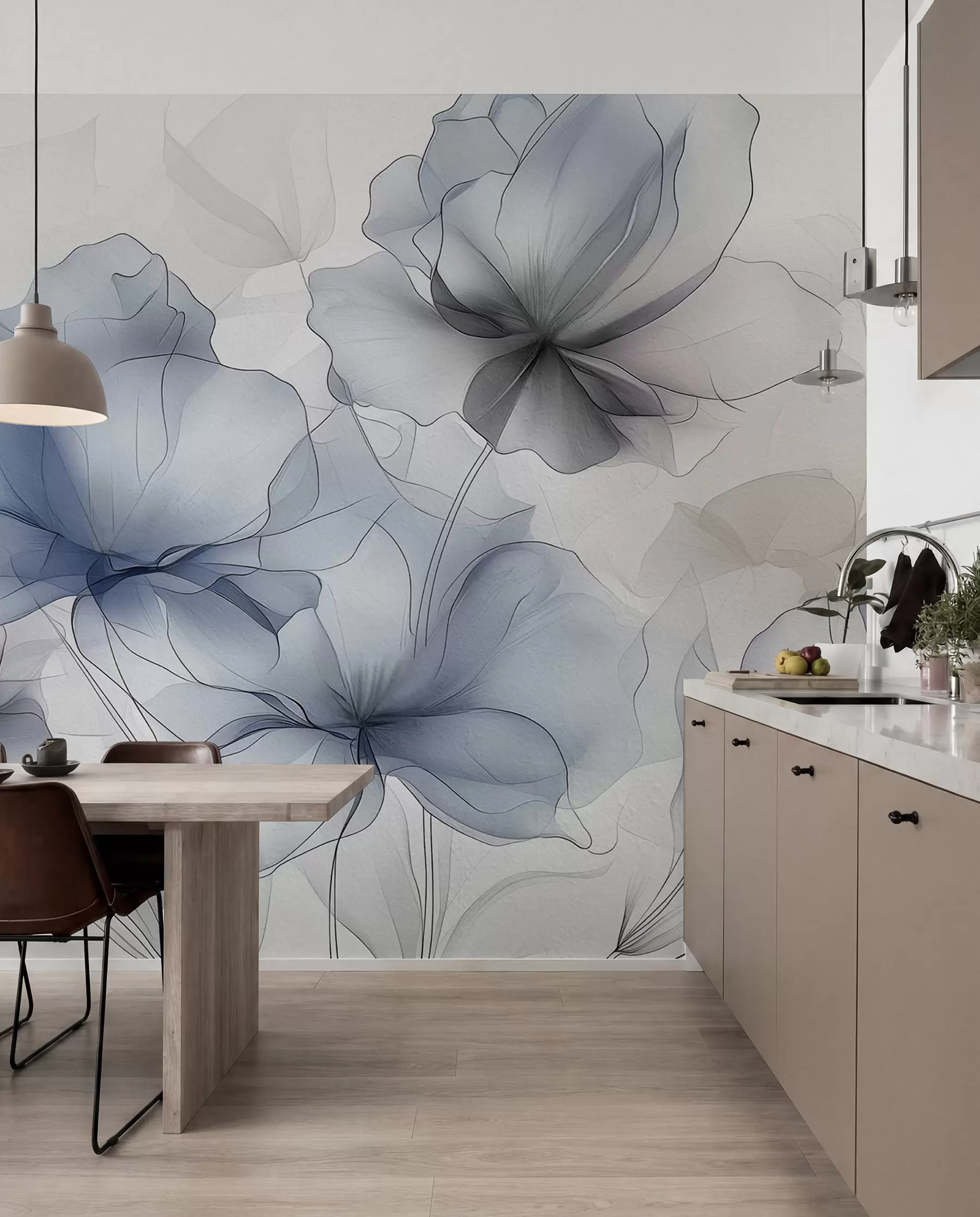 wall murals Апстрактно цвеће на бетонском зиду w01037
