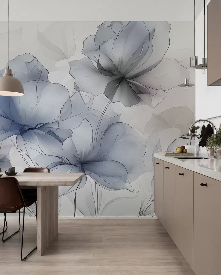 wall murals Апстрактно цвеће на бетонском зиду w01037