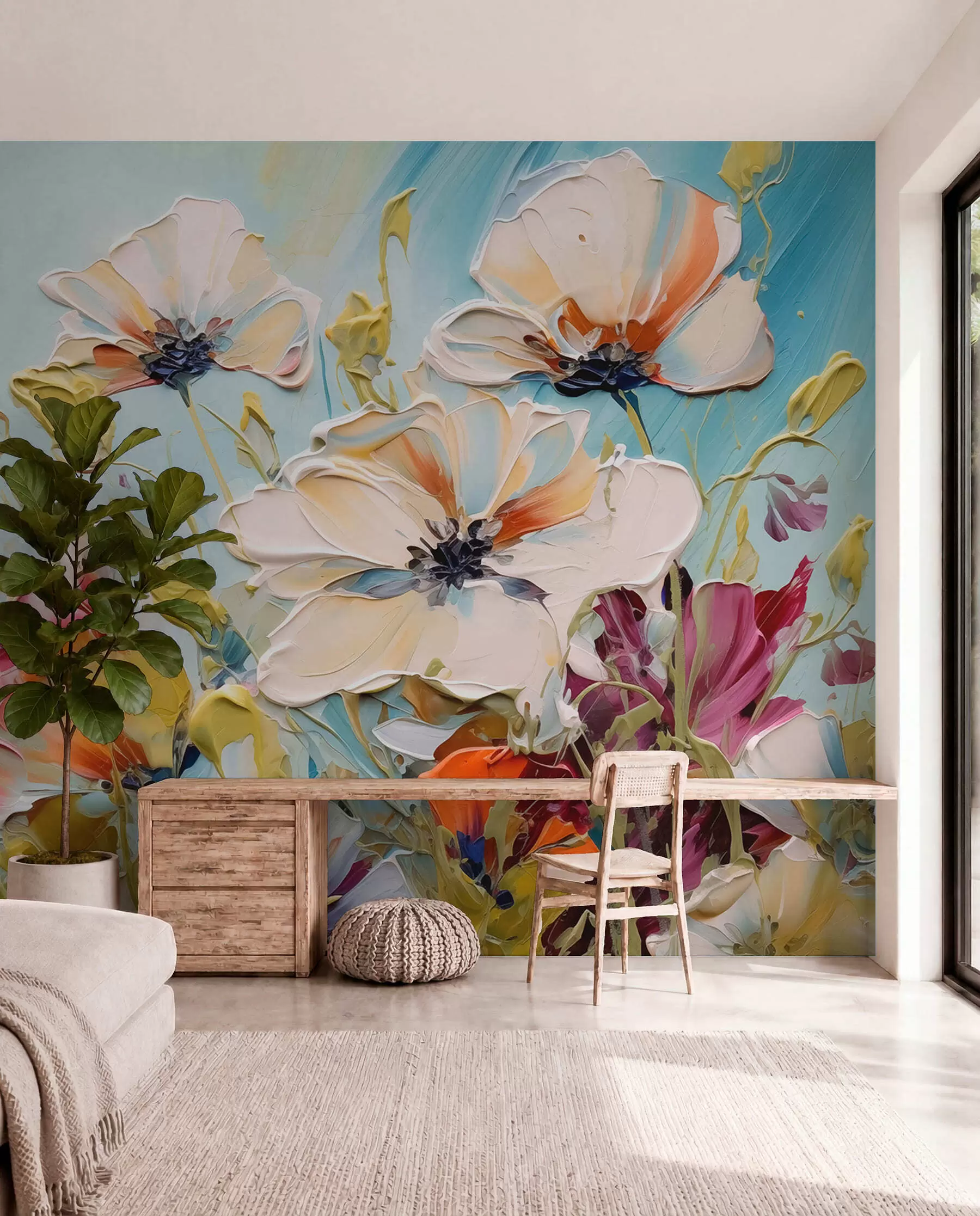 wall murals Makovi u potezima boje w01043
