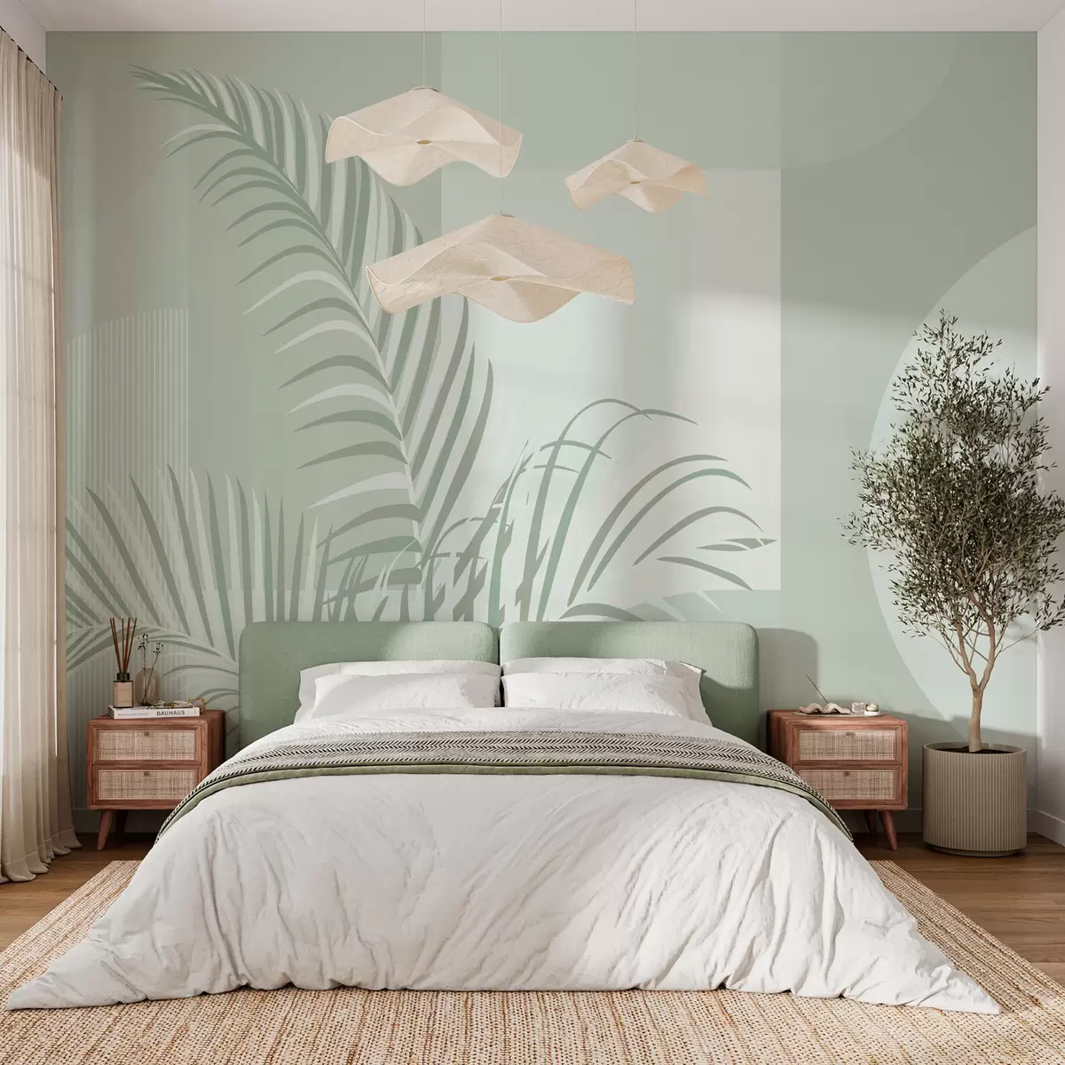 wall murals Геометрија и палмино лишће w01501v3