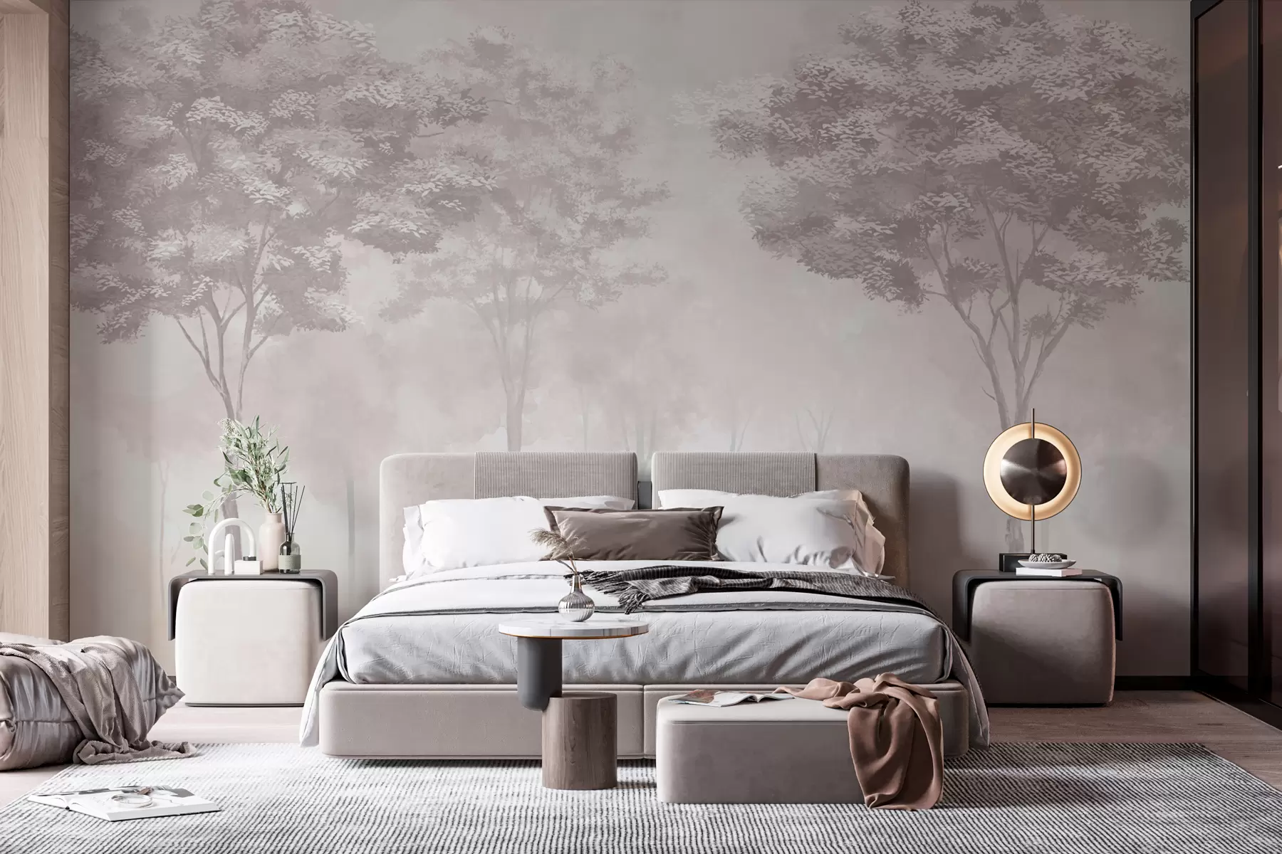 wall murals Силуета магловите шуме у ружичастој боји w01599v3