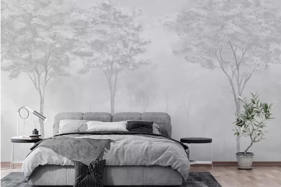 wall murals Силуета магловите шуме у сивој боји w01599v5