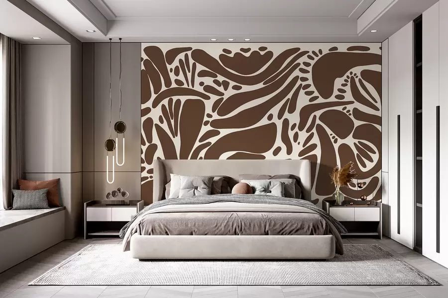 wall murals Апстрактни геометријски узорак, племенски стил, браон боја w01623v1
