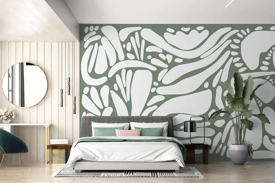 wall murals Апстрактни геометријски узорак, племенски стил, светло зелена боја w01623v2