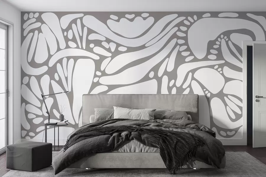 wall murals Апстрактни геометријски узорак, племенски стил, сива боја w01623v4