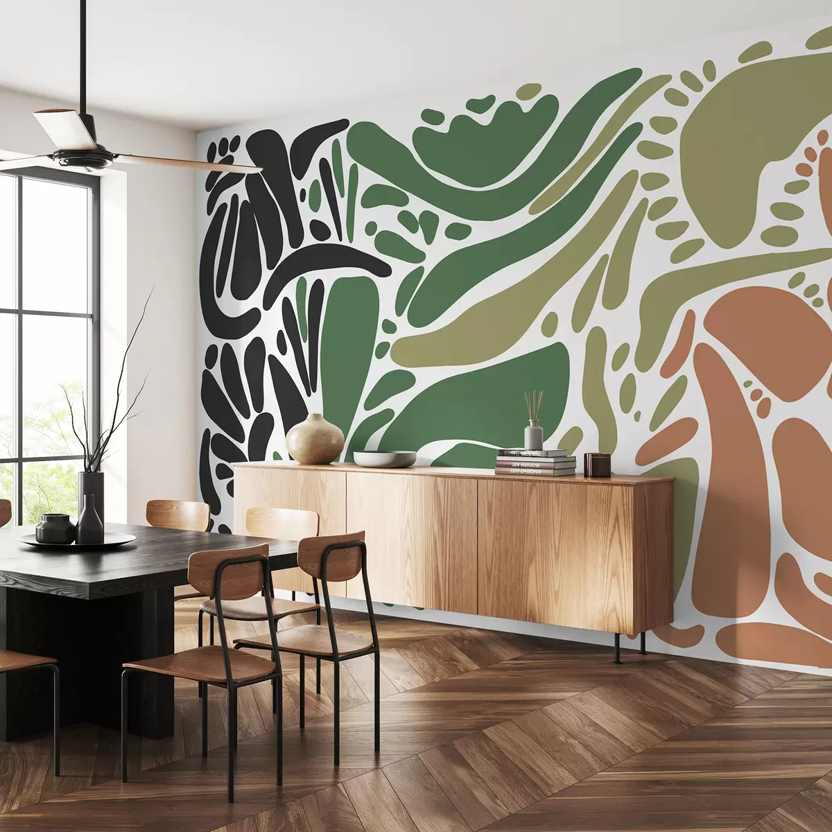 wall murals Апстрактни геометријски узорак, племенски стил, природне боје w01623v7