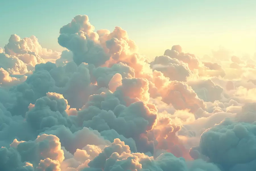 wall murals Светло небо са много облака у светлим бојама w01543