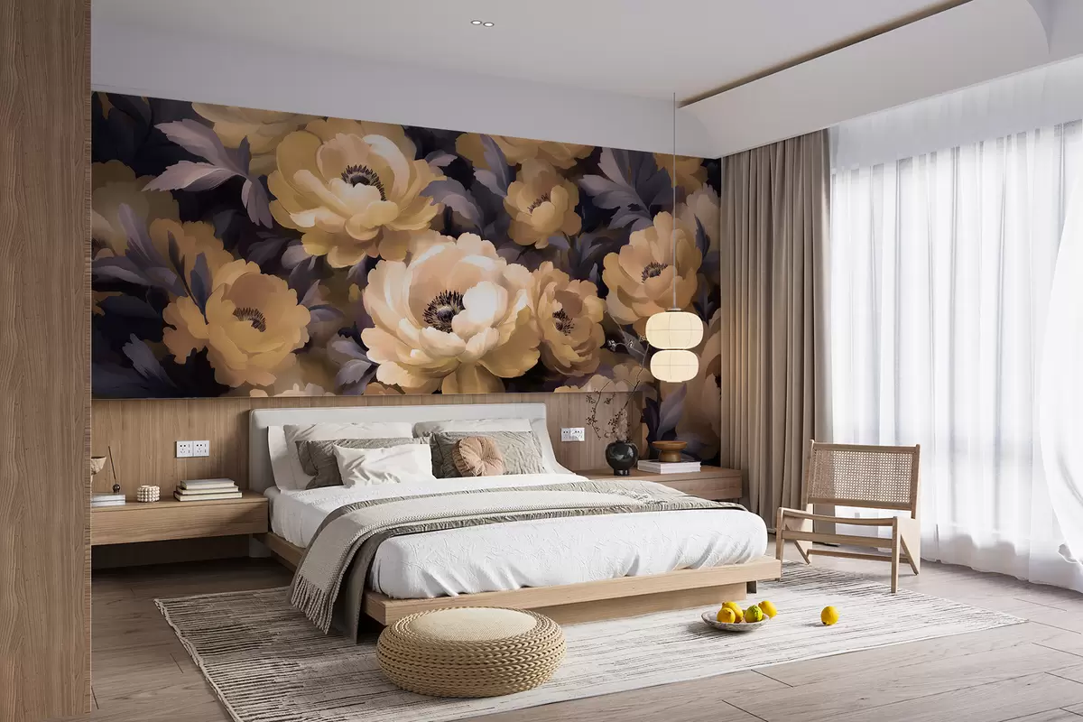 wall murals Стил цветног уља на бази беж и љубичасте боје w01581