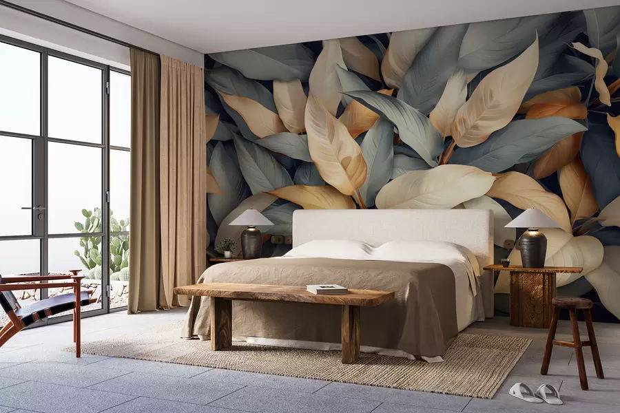 wall murals Тропске биљке у розе и беж бојама w01586v1