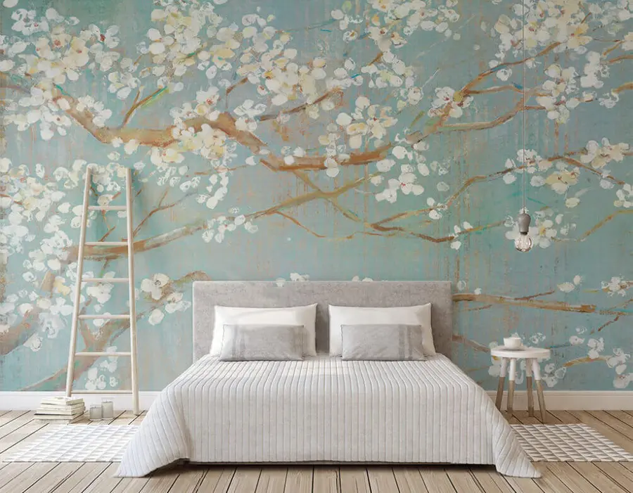 wall murals Дрво цвета са белим цвећем u29224