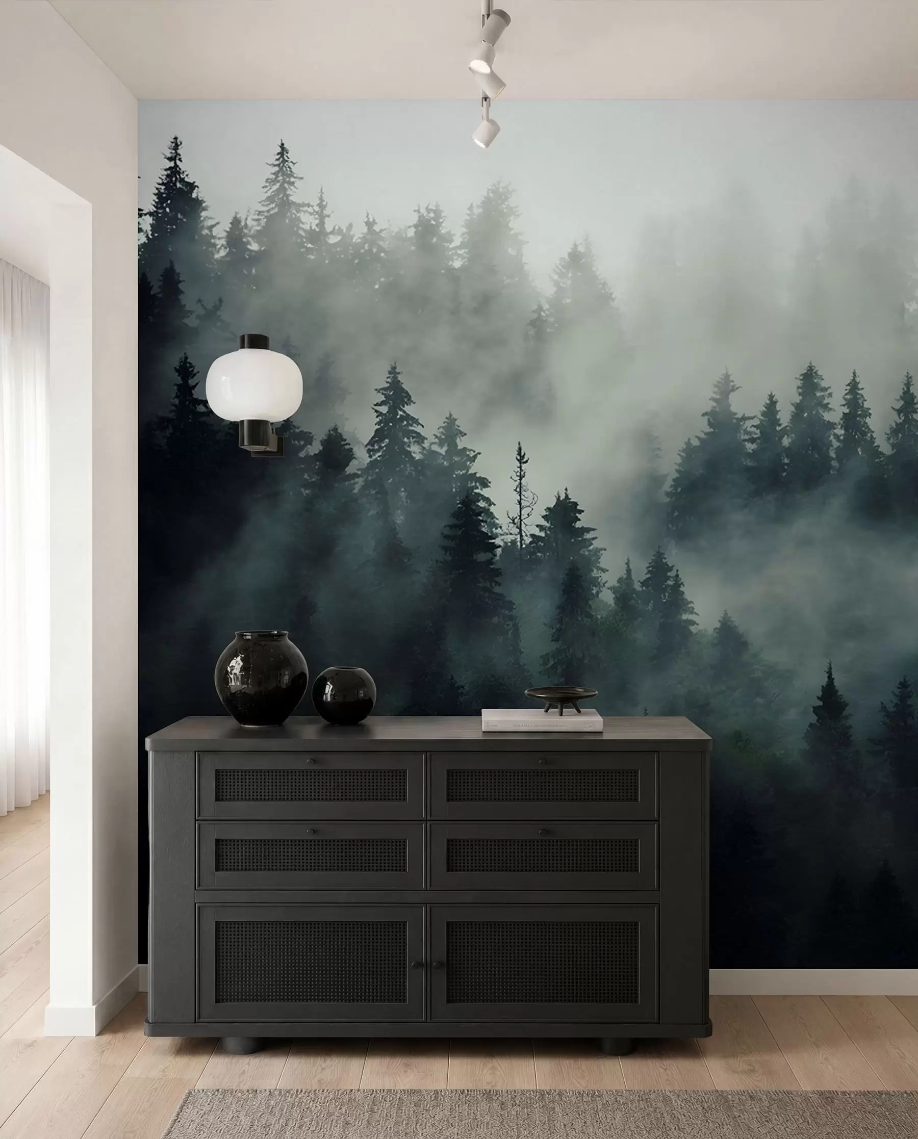 wall murals Магловито јутро, шума u36439