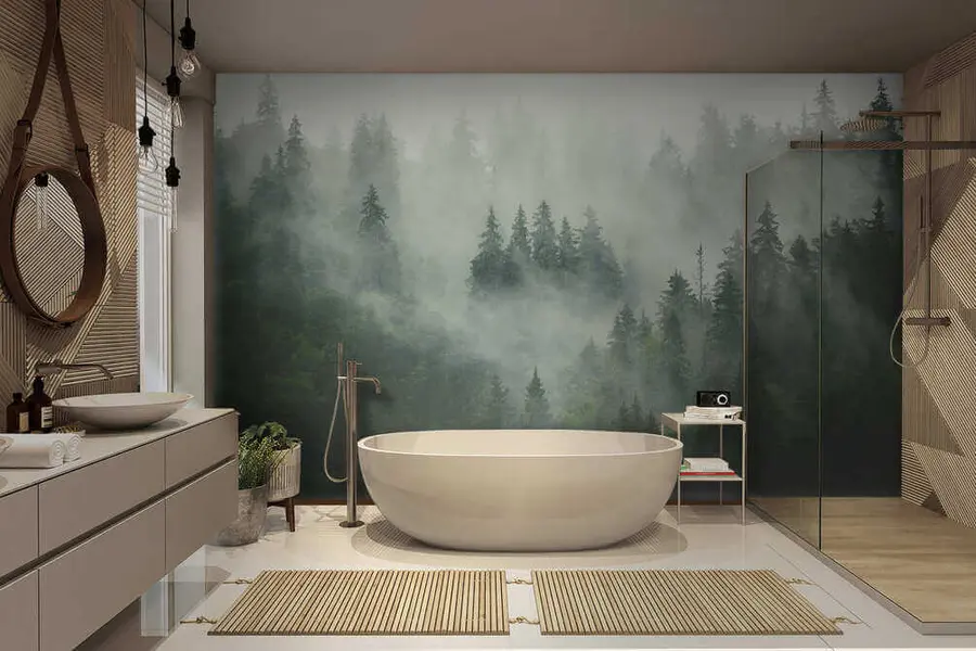 wall murals Магловито јутро, шума u36439