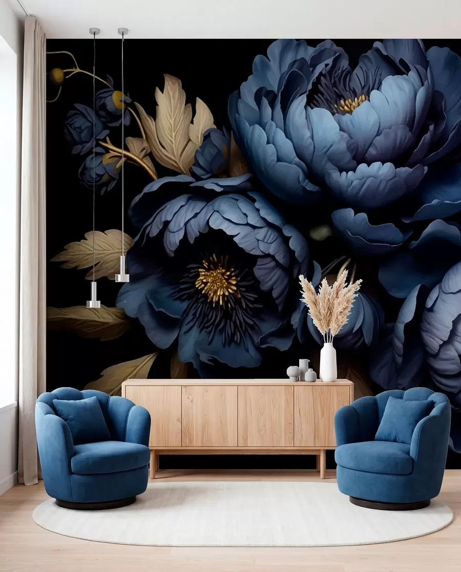 wall murals Плави божури w01131