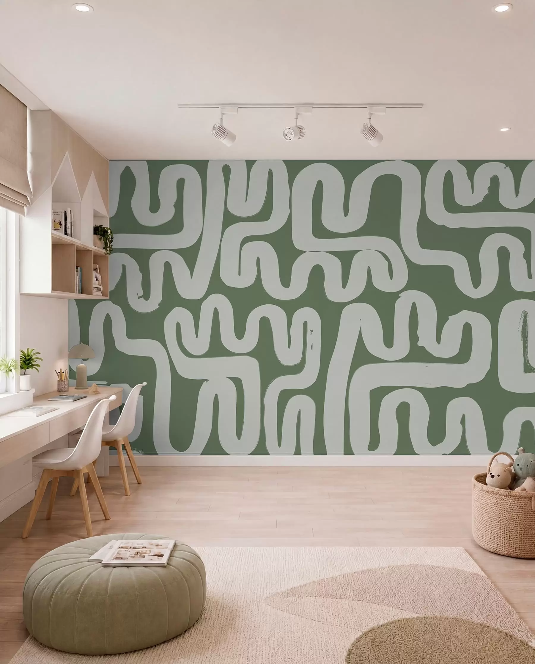 wall murals Vijugave linije u mahovini w01686v3
