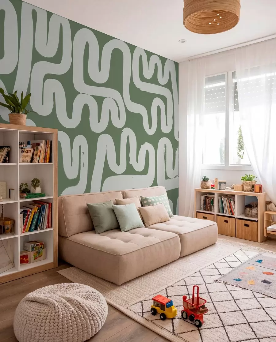 wall murals Vijugave linije u mahovini w01686v3