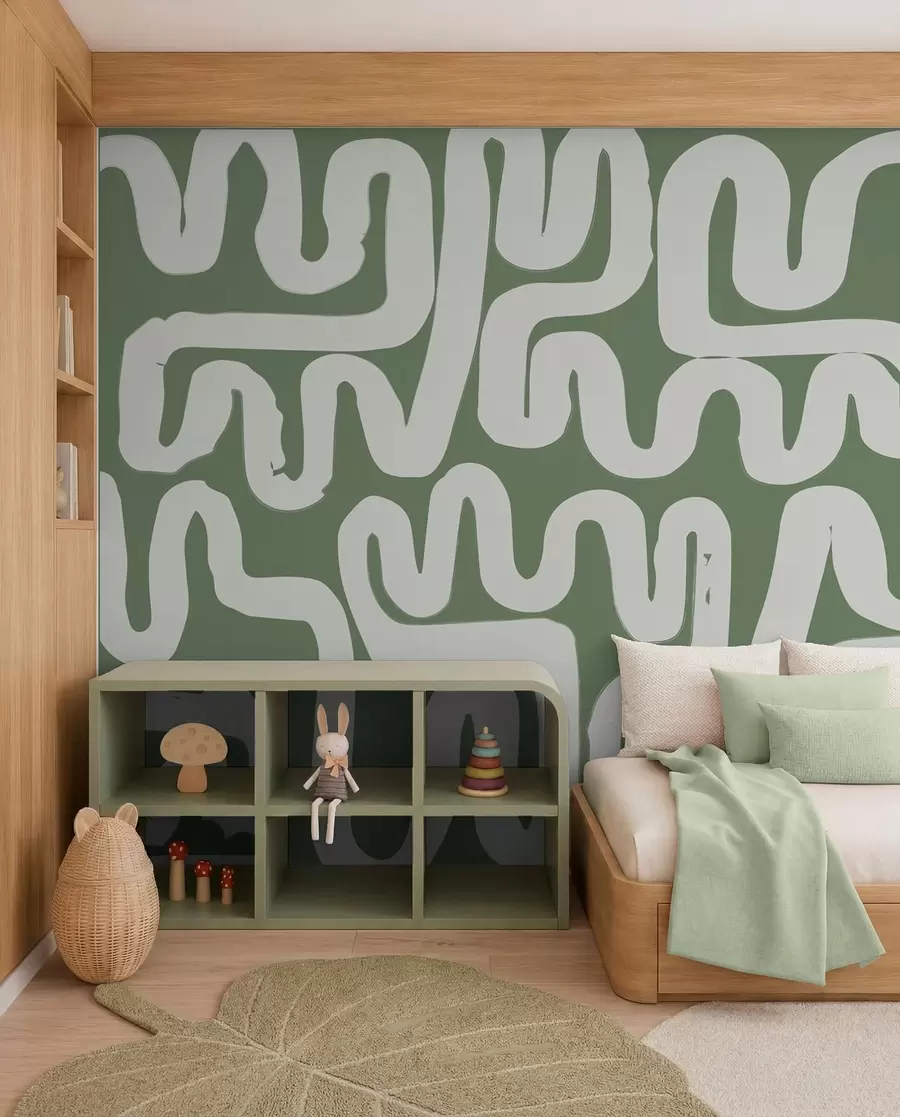 wall murals Vijugave linije u mahovini w01686v3