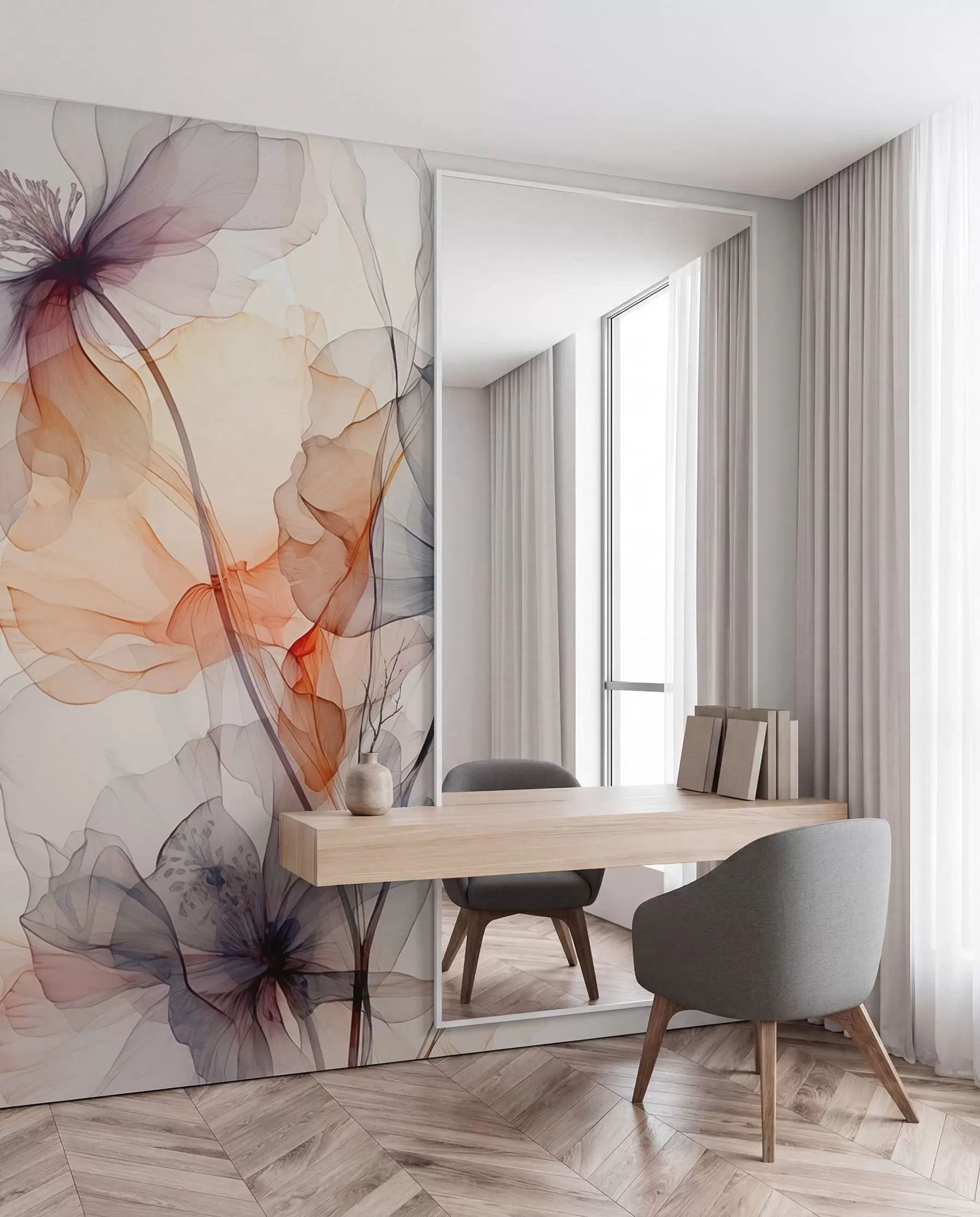 wall murals Prozirni cvjetovi w01781