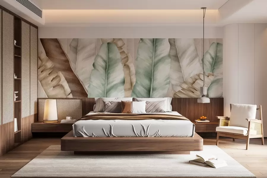 wall murals Текстура, вектор великих тропских листова w01816