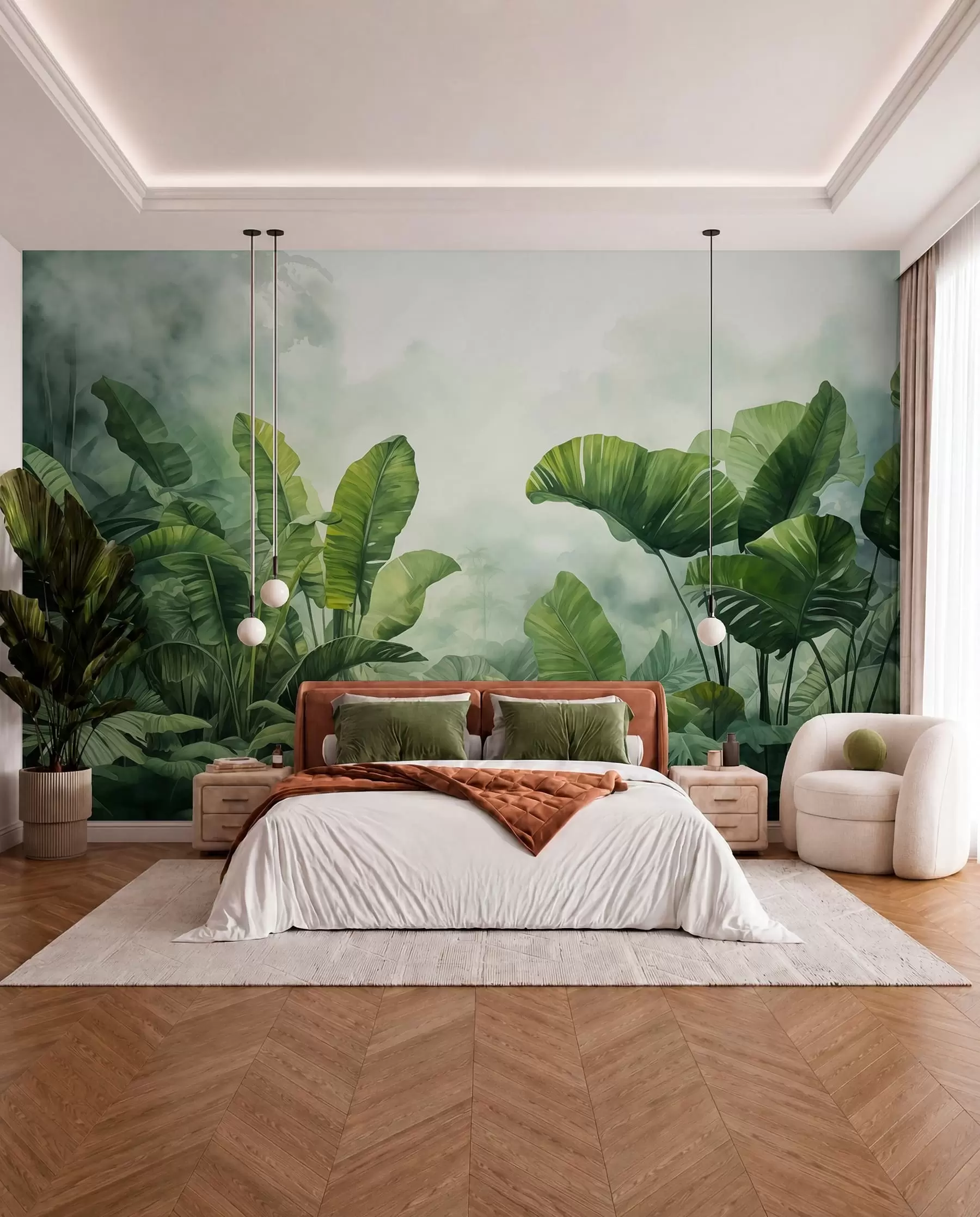 wall murals Tropsko lišće u magli w01868