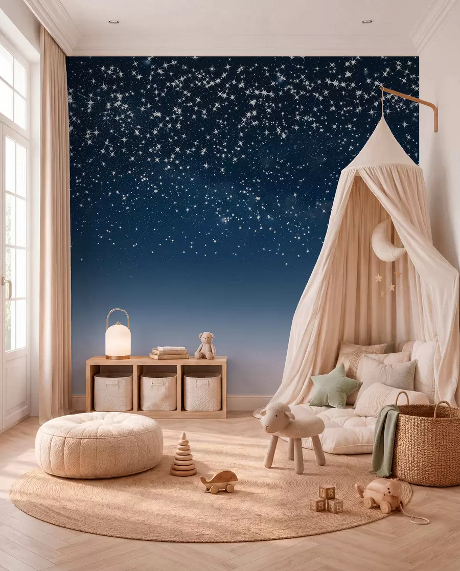 wall murals Kiša zvijezda u plavom w01797