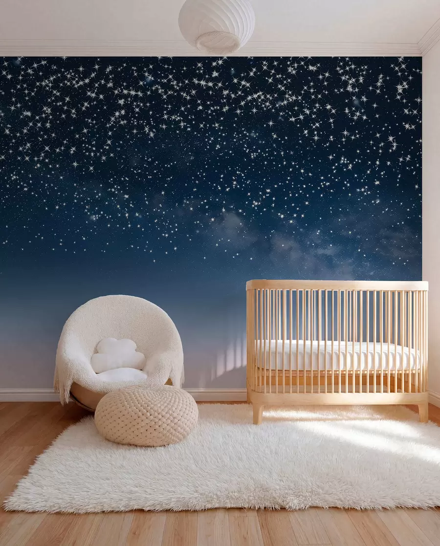 wall murals Kiša zvijezda u plavom w01797