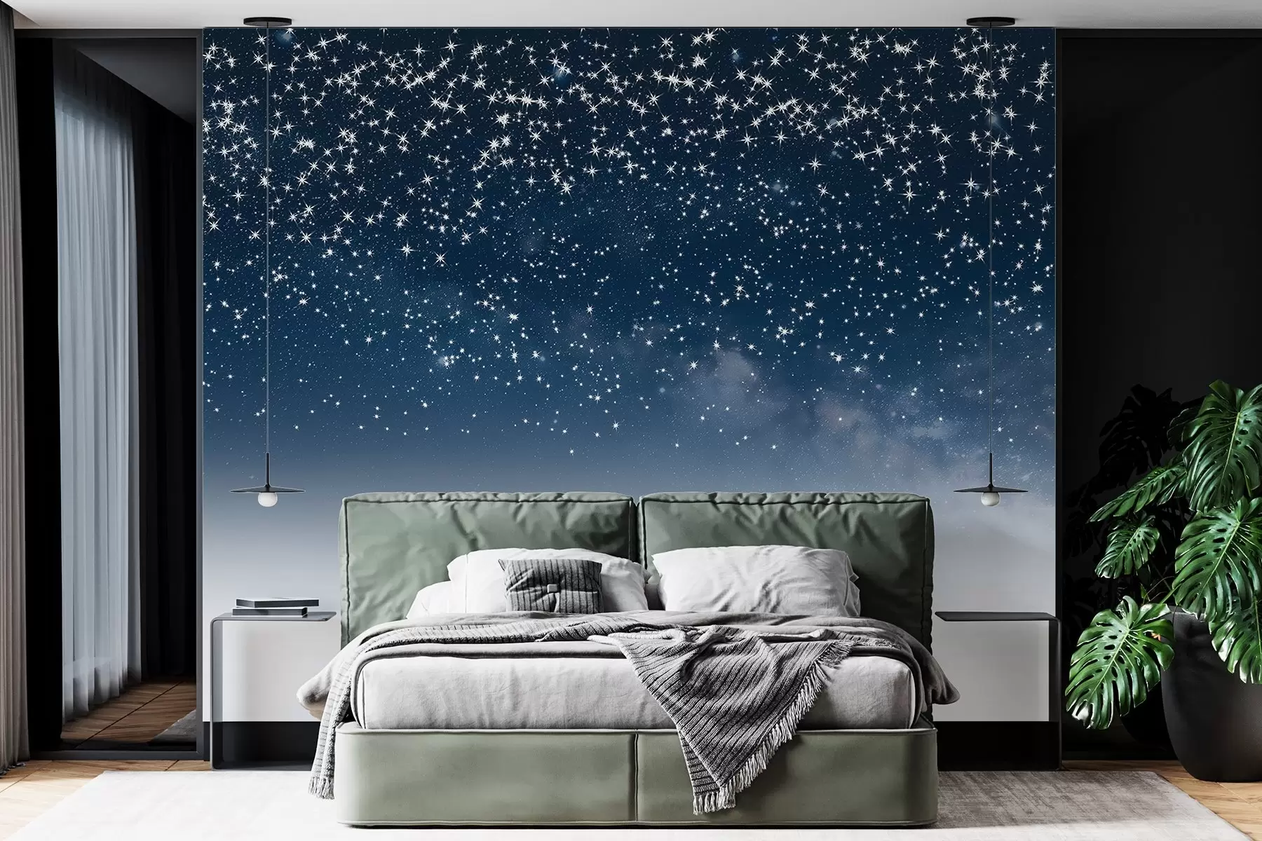 wall murals Звездано ноћно небо, меки градијент, космички, сазвежђа w01797v1