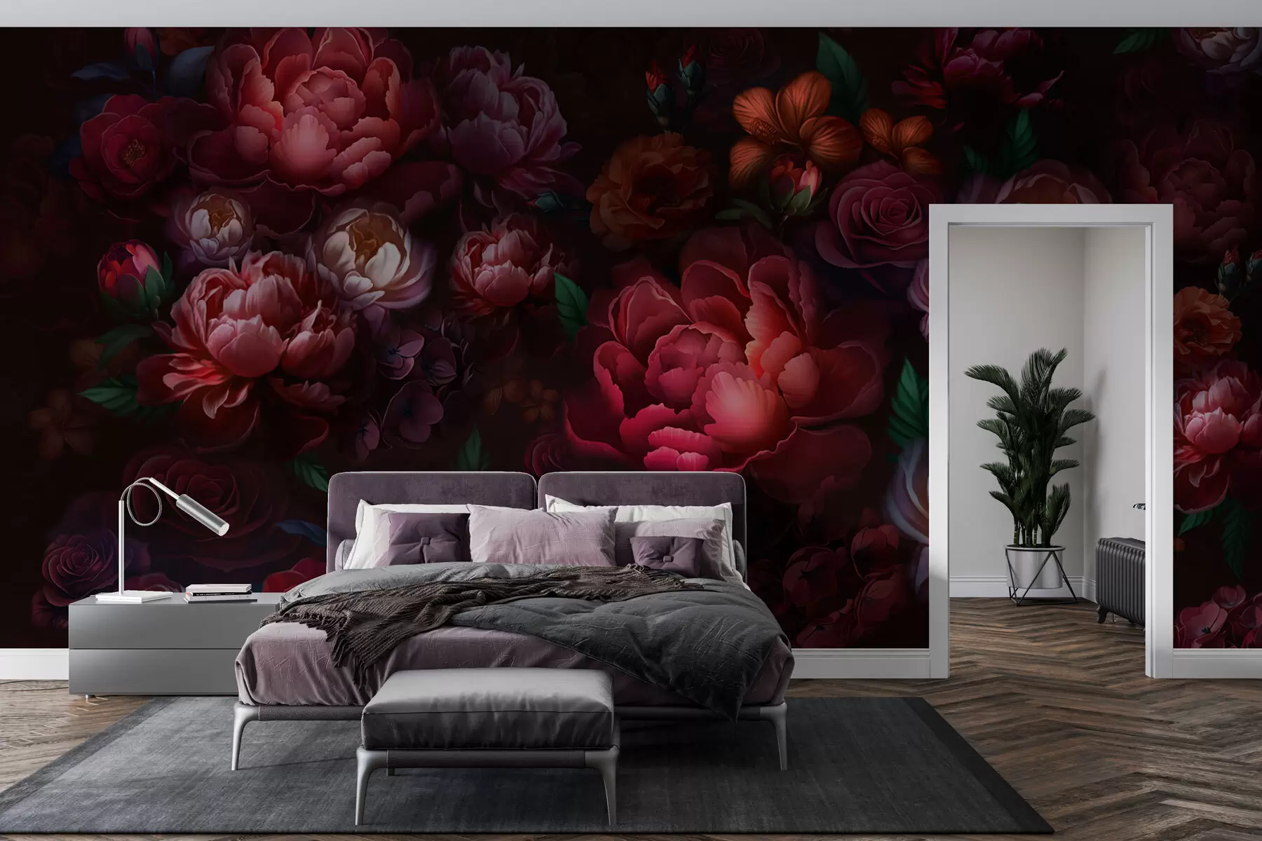 wall murals Grimizni noćni vrt w01794
