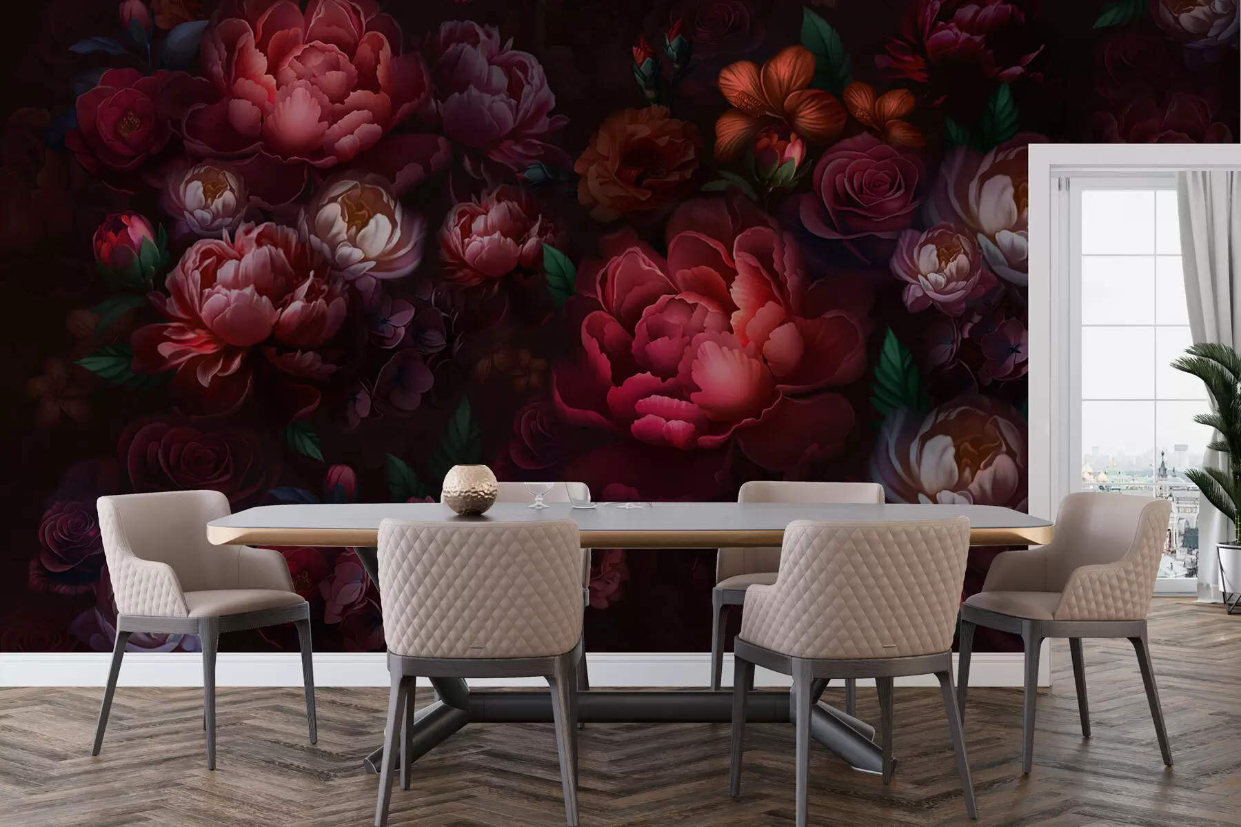 wall murals Grimizni noćni vrt w01794