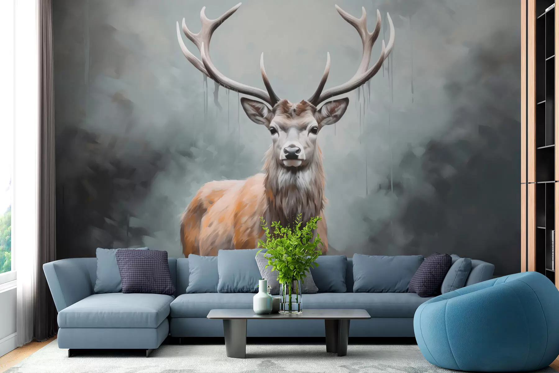 wall murals Елегантан јелен у магли w01796
