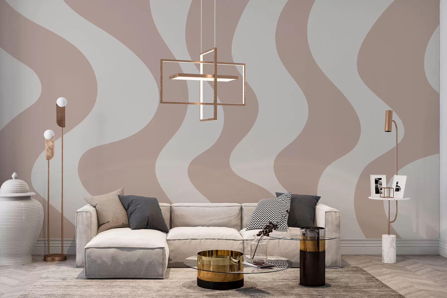 wall murals Вијугаве ружичасте линије w01833v1