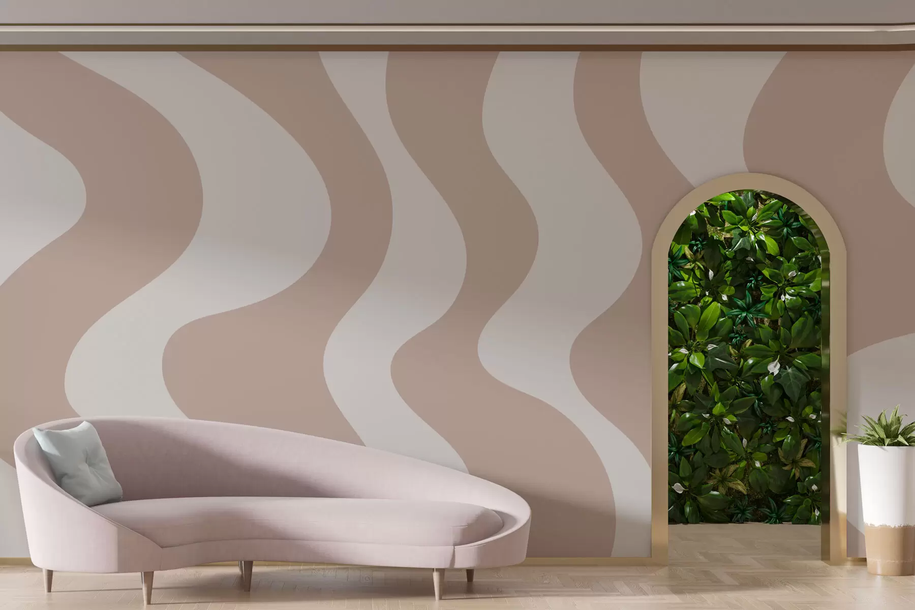 wall murals Вијугаве ружичасте линије w01833v1